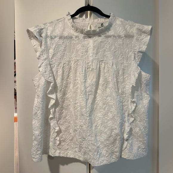 Cupio XL Women's Flutter Sleeve Cotton Voile Blouse - Picture 6 of 13